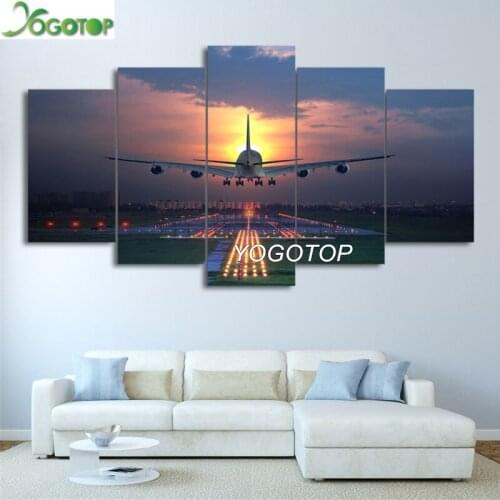 Diy Diamond Painting cross-stitch 5 Pieces Sunset Lights Airplane Lawn 5D Full Drill Mosaic Diamant Embroidery ML1266