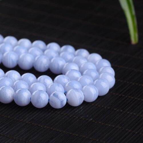 Natural Stone Blue Lace Agates Beads For Jewelry Making Pick Size 4 6 8 10 12mm Loose Strand DIY Bracelet Necklace Earrings 15"
