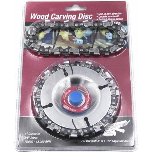 4 inch 10mm Wood Carving Disc 22 Tooth Grinder Disc Cutting Chain Saw Blade Set For 100/115 Angle Grinder Woodworking Tools