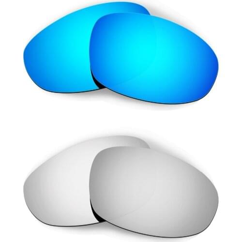 HKUCO For Juliet Sunglasses Polarized Replacement Lenses Blue/Silver 2 Pairs