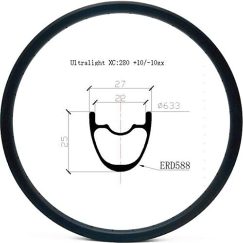 Graphene 29er carbon mtb rims Ultralight 280g disc mountai bikes rim XC 27x25mm tubeless disc bicycle rims