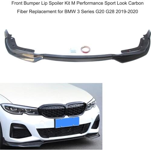 Front Bumper Lip Spoiler Kit M Performance Sport Look Carbon Fiber Replacement for BMW 3 Series G20 G28 2019-2020
