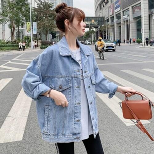 2021New Korean Style Spring Autumn Denim Jacket Womens Fashion Loose Casual All-Match Net Red Retro Cowboy Coat Female Tide A549