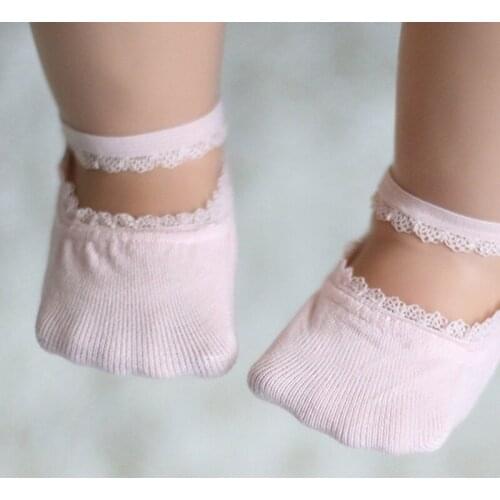 Soft Cotton Newborn Socks Summer Lace Baby Socks Solid Color Princess Baby Girl Socks Infant Anti-slip Socks With Rubber Soles