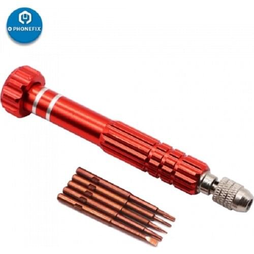 6 in 1 Screwdriver Set Phone Opening Tool 1 Handle with 5pcs Replaceable Multi Tips for iPhone Mobile Phone Repair Hand Tools