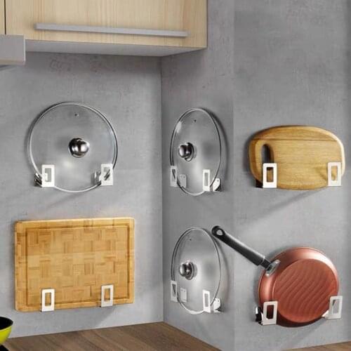 Free Punching Pot Lid Holder Wall-Mounted Pan Pot Cover Cutting Board Rack Organizer Stainless Steel Kitchen Storage Rack