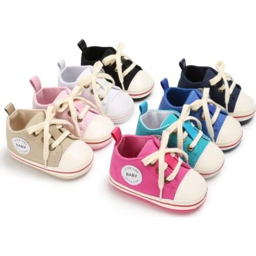 2019 Newborn Baby Shoes Infant first walkers Tollder Canvas Shoes Lace-up Baby Girls Sneaker Prewalker 0-18M
