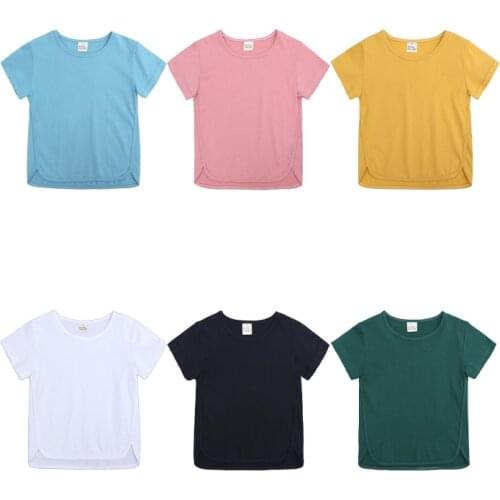 Korean Style Solid Color Summer Mini Kids T-shirts Baby Boys Clothes Short Sleeve Toddler Shirt For Children Shirt Boy Tops Tees