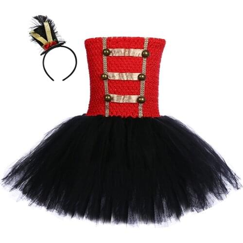 Halloween Nutcracker Tutu Dress and Hat Toddler Girls Toy Soldier Birthday Party Costume Dress Up Kids Winter Clothes Outfit