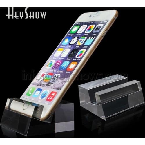 10PCS Acrylic Mobile Phone Display Stand Cellphone Retail Holder Dummy Phone Exhibit Support For Phone Store Sale Transparent