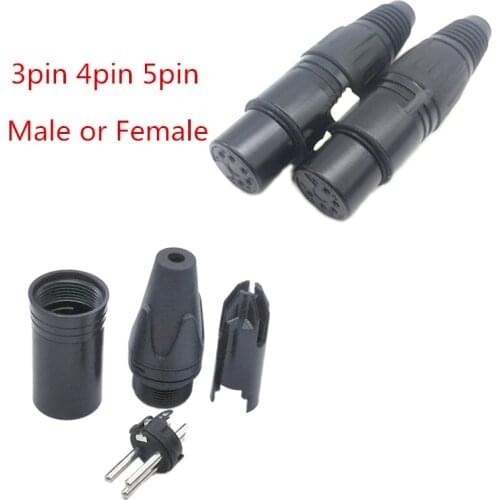 XLR 3/4/5 Pin Black Small Male Female Cannon XLR Audio Microphone Connector Balanced Plug for MIC Soldering Straight