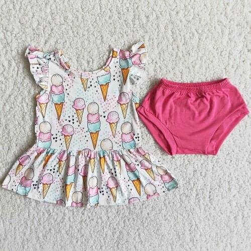 RTS Wholesale Kids Designer Clothes Girls Bummies Sets Summer Boutique Little Infant Girls Clothing Toddler Baby Bummies Sets