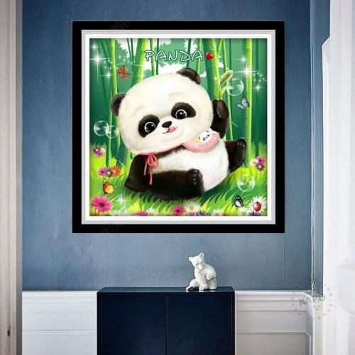 SHANSHIYOUPIN 5D DIY Diamond Painting Animal Panda Full Round Diamond embroidery Cross stitch Diamond crystal Wall Painting gift
