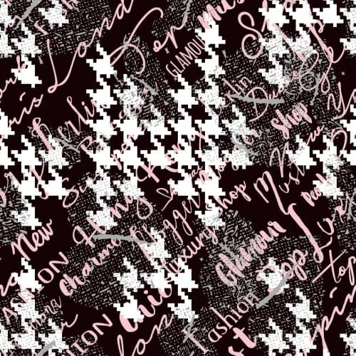 Style 11 letter houndstooth digital printing chiffon stretch satin 100% polyester dress textile sewing fabric sewing fabric