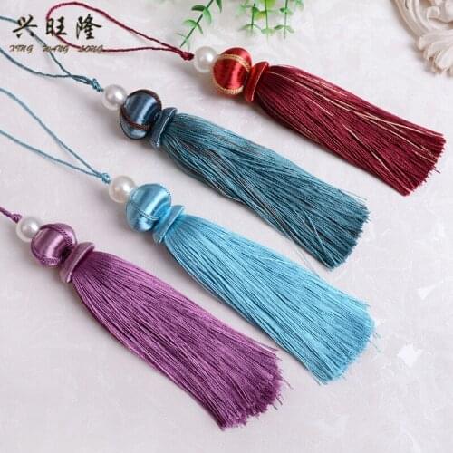 XWL 10Pcs Pearl bead Key Tassel Small Cord Curtain Tassel Fringe Curtain Accessories DIY Valance Sofa Stage Tablecloth Decor