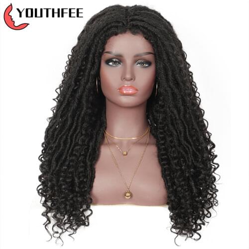 Youthfee dreadlocks braiding lace part synthetic wigs for black women 24" locs braid wig knotless braided none lace front wigs