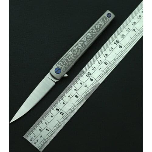 KBTOOL MS3 M390 Satin Blade Titanium Handle Folding Knife Outdoor Camping Hunting Fishing Mountaineering Pocket Kitchen EDC Tool