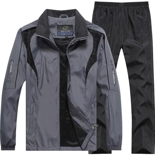 Tracksuits Men Brand Splice Sporting Suit Mesh Liner Sporting Suit 2PC Sets Jacket+Pants Male Track Suit Running Sportswear 5XL