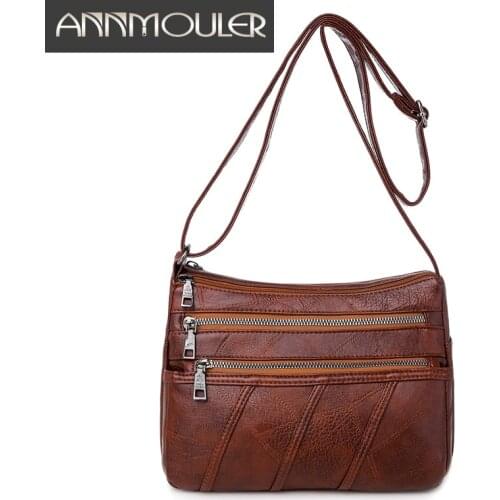 Annmouler Fashion Shoulder Bag for Women Pu Leather Crossbody Bag Soft Messenger Bag for Girls Female Purse Bag Purse Sac a Mai