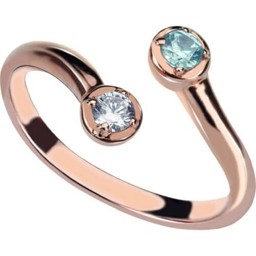 Uonney Dropshipping Personalized Ring For Women Gift Dual Drops Birthstone Silver Rose Gold Custom Jewelry Accessories