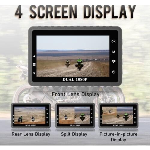 GreenYi Dual 1080P 3 inch IPS Motorcycle Dash Cam WiFi Waterproof Camera Recorder SONY Chip Motorcycle DVR GPS Driving Recorder
