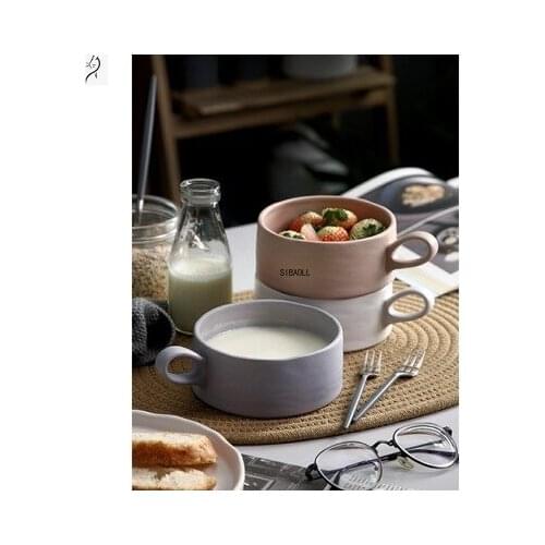 Breakfast Tableware Set One Person Oatmeal Bowl Cup with Ceramic Milk Dessert Yogurt Salad Fruit Bowl