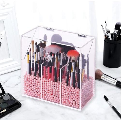 Pearl Clear Acrylic Cosmetic Organizer Makeup Brush Container Storage Box Holder Lipstick Storage Container Pencil Clear Box