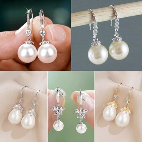 CAOSHI Exquisite Imitation Pearl Drop Earrings for Women Wedding High Quality Party Anniversary Accessories Classic Jewelry Gift
