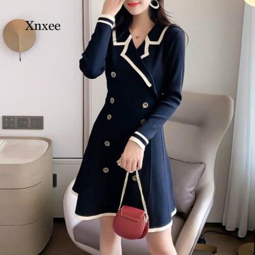 Spring and Autumn Womens Button V-Neck Long-Sleeved Knitted Womens Autumn French Retro Elegant Pullover Robe Pet