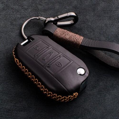 1X Genuine Leather Car Key Cover Case For Citroen D3 C4 Sega C2 C5 C6 Triumph Elysee car key case Key Ring Fob Accessories