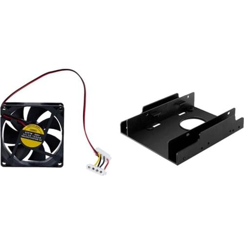 1 Pcs 80Mm DC 12V 2W 4 Pin Adapter PC Computer Ventilator & 1 Set Hard Drive Drive Bay Adapter Mounting Bracket