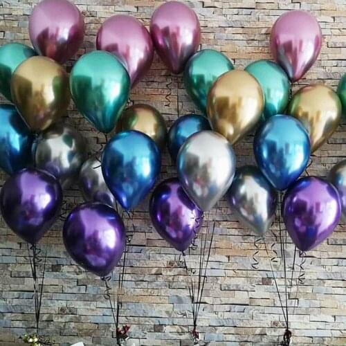 10PCS 12inch Glossy Metal Pearl Latex Balloons Thick Chrome Metallic Colors Inflatable Air Balloons Globos Metalicos Party Decor