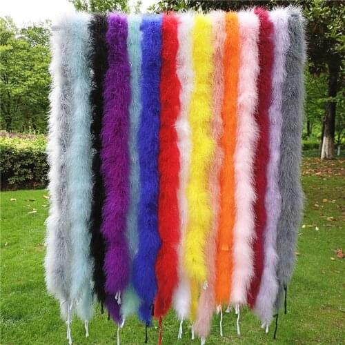 2Meters Colorful Fluffy Marabou Feather Boa Fringe Trim Turkey Feathers for Crafts Shawl DIY Wedding Party Accessories Plumes