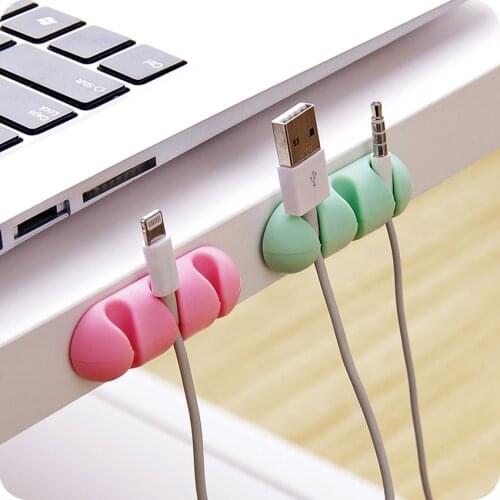 2pcs/lot Self-adhesive Cable Clip Desktop USB Cord Wire Fixing Organizer Charger Line Sticky Clamp Wall-mounted Plug Placement