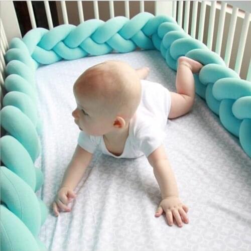 200cm Baby Bed Bumper Knot Long Handmade Knotted Braid Weaving Plush Baby Crib Protector Infant Knot Pillow Room Decor
