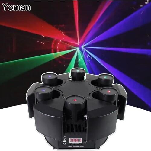 2021 6 Heads Moving Head Beam Laser Light RGB Floral Color Laser Light Projector Unlimited Rotating indoor DJ Disco Laser Light