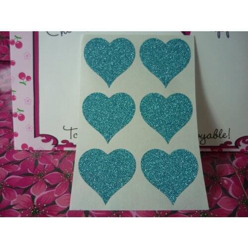 3.8cm Turquoise glitter wedding favors heart sticker