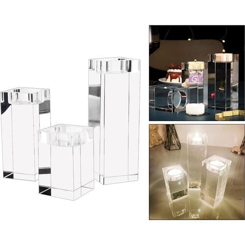 3pcs Home Crystal Candle Holders, Heavy Solid Tealight Holders Centerpieces for Home Decoration Wedding Party Tea Light Stand