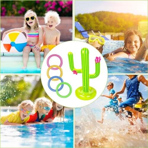 5 PCS Inflatable Cactus Ring Toss Game Inflatable Toss Game Pool Toys Party Supplies Family Indoor Outdoor Game For Kids Adults