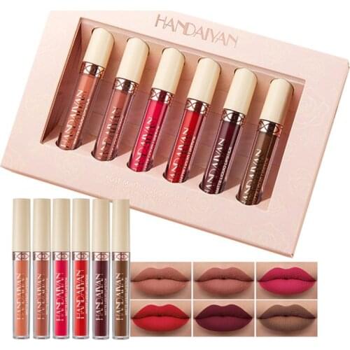 6pcs/set Matte Liquid Lipstick Lip Gloss Non-Stick Cup Waterproof Long Lasting Makeup Lip Gloss Set Cosmetics