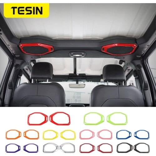 TESIN Interior Accessories For Jeep Gladiator JT 2018+ Car Roof Speaker Decoration Cover Stickers For Jeep Wrangler JL 2018