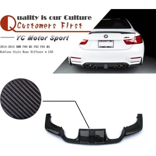 Car Accessories Carbon Fiber KLS Style Rear Diffuser Fit For 2014-2015 F80 M3 F82 F83 M4 Rear Diffuser with LED