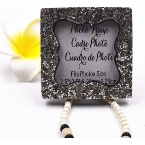 Shiny Sequin Small Photo Frame with Back Stand Wedding Party Gift Favor Gold/Silver Home/Cafe Decor F20173559