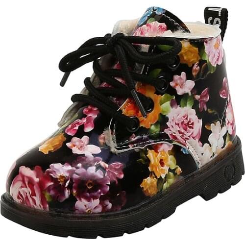 CAPSELLA KIDS Shoes for Baby Girls Boys Flower Print Boots Baby Soft Bottom Martin Boot Children Autumn Winter Fashion Shoes