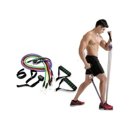 11Pcs/Set Latex Tube Resistance Bands Yoga Fitness Gym Equipment Exercise Pull Rope Home Elastic Back Muscle Strength Training