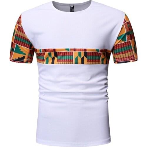 White Patchwork African Dashiki T Shirt Men 2021 Summer New Short Sleeve African Clothes Streetwear Casual Camisetas Hombre XXL