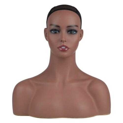 Perfect Realistic Euramerican Black Female Mannequin Head Bust For Wigs/Jewelry