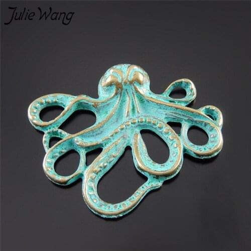 Julie Wang 10pcs Antique Bronze Alloy Vintage Mini Squid Charms Making Necklace Pendant Jewelry Findings Metal DIY Accessories