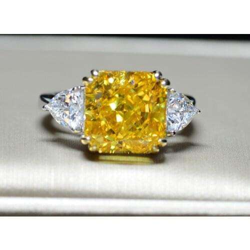 UUNICO Square diamond-shaped artificial diamond S925 silver rings European and American white gold large diamond ring 11 carats