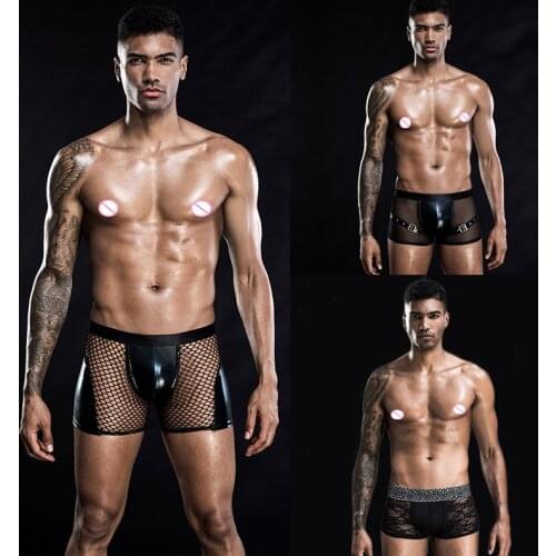 2019 Hot Mens Perspective Mesh Sexy Boxers Intimates Print Soft Ventilate Exotic Boxers Briefs Sexy Shorts Underpants